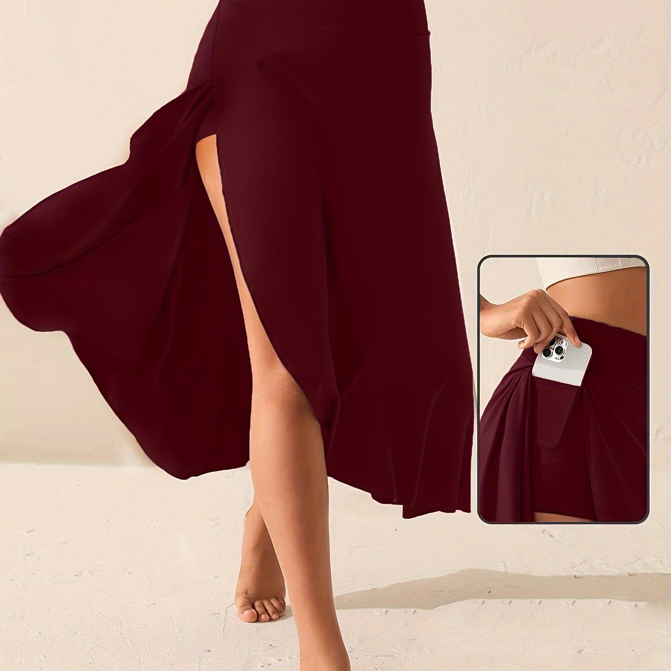 Breezeful Hoge Taille Hoge Lage Ruffle 2-in-1 Zwierige Sneldrogende Casual Regular Maxi Rok