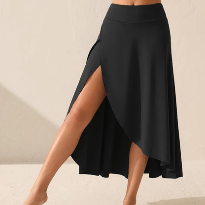 Breezeful Hoge Taille Hoge Lage Ruffle 2-in-1 Zwierige Sneldrogende Casual Regular Maxi Rok